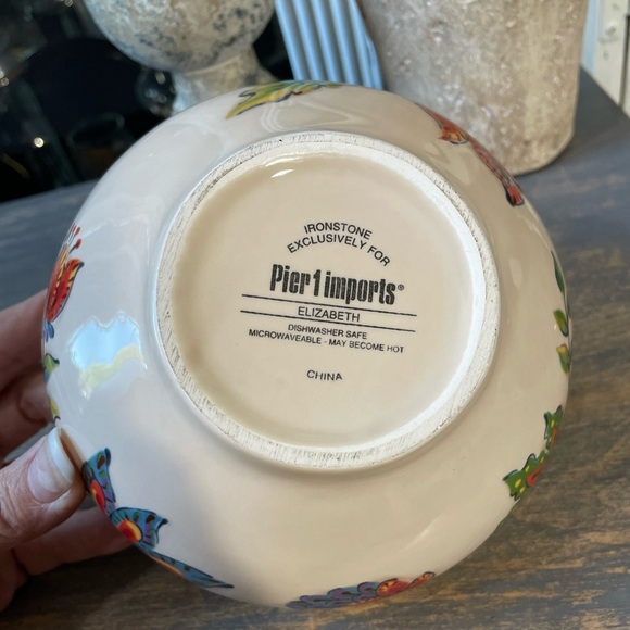 Pier 1 floral Elizabeth cereal salad bowl flowers - Picture 5 of 5